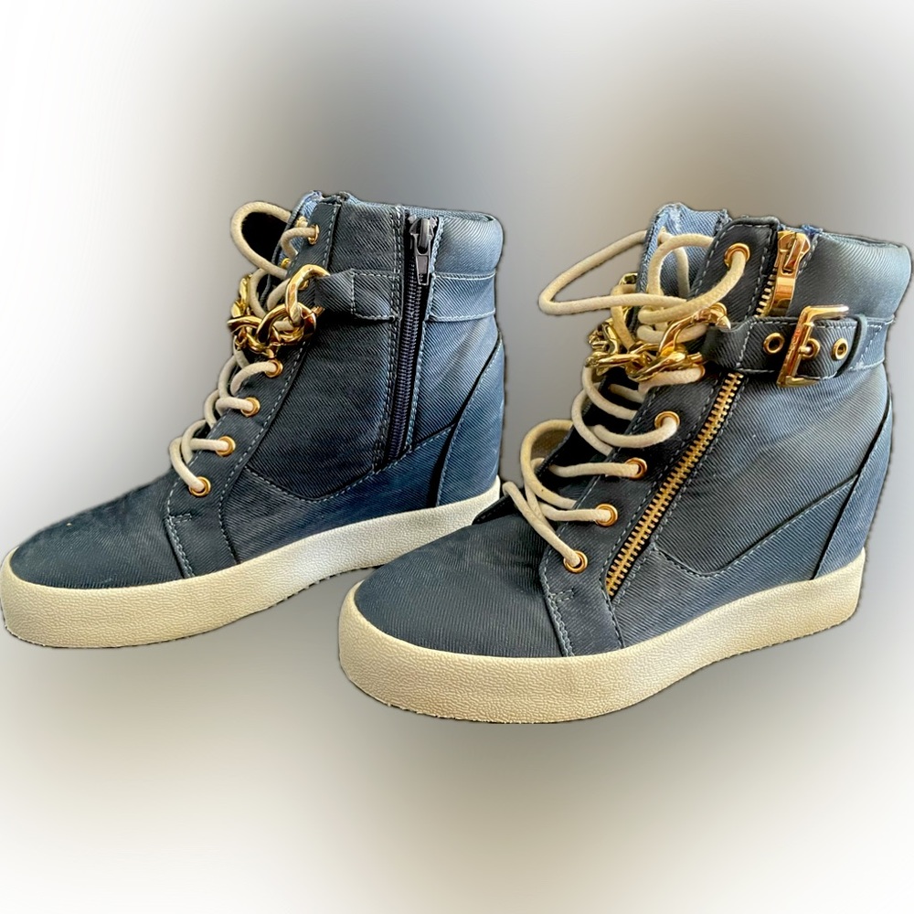 Shoedazzle Denim High Sneakers
